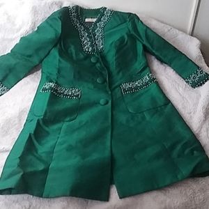Emerald green vintage evening coat